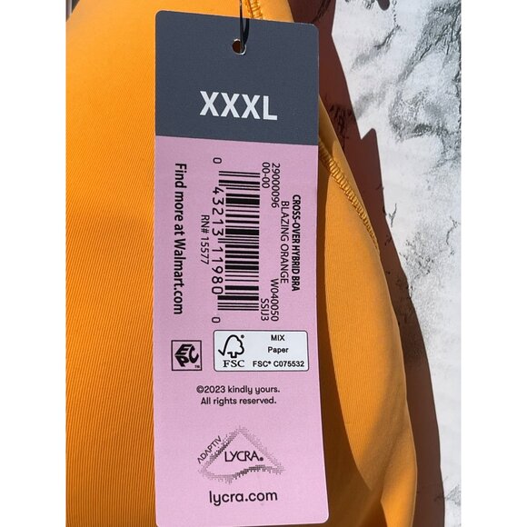 Kindly Yours Sustainable So Comfy Bra XXXL Blazing Orange Recycled Nylon - Picture 9 of 9
